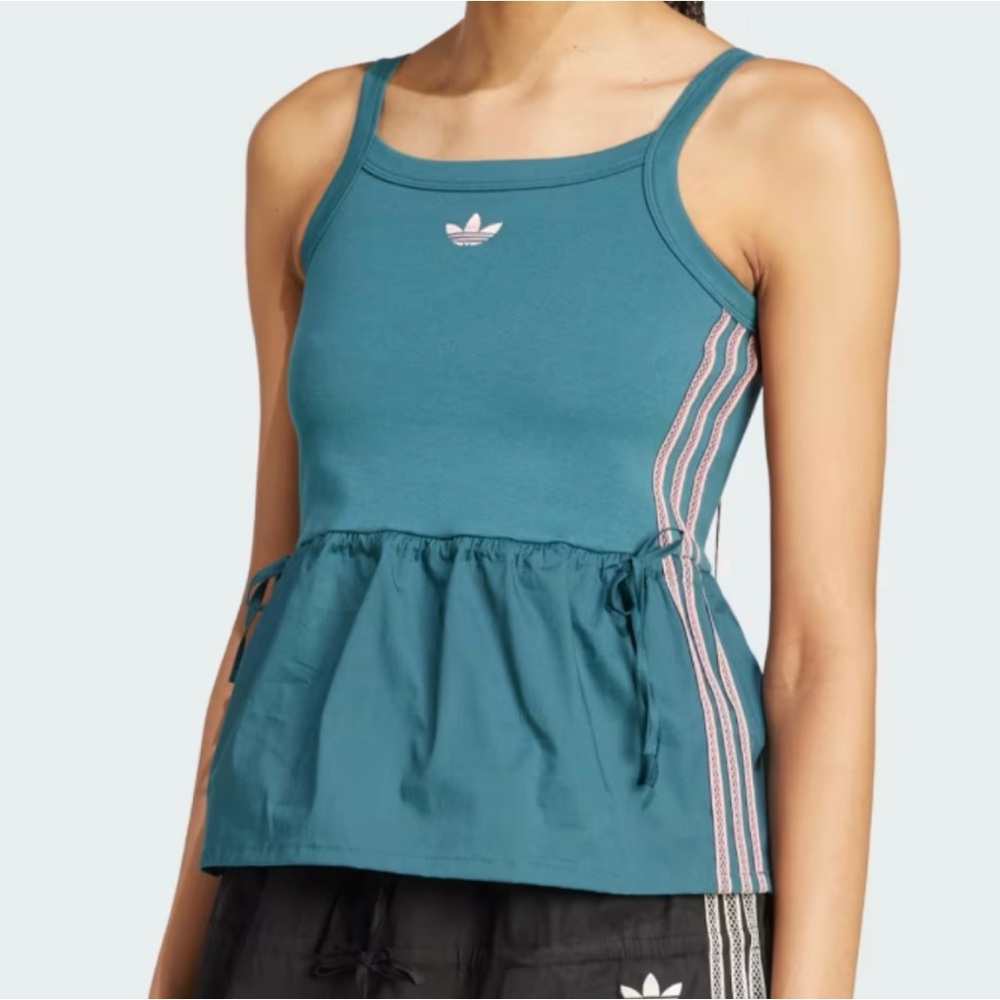 Adidas Women's Blue Tank Top with Pink Accents